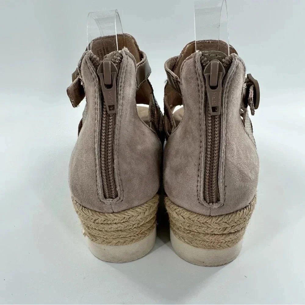 Earth womens platform sandals size 7.5 bronze leather beige suede Espadrilles